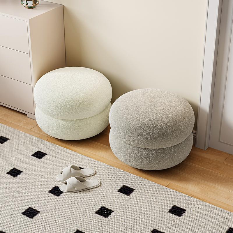 Change Shoe Bench Makeup Seat Porcelain Stool Lounge Footrest with Thick Cushion Modern Velvet Padded Stool Space-Saving Gift