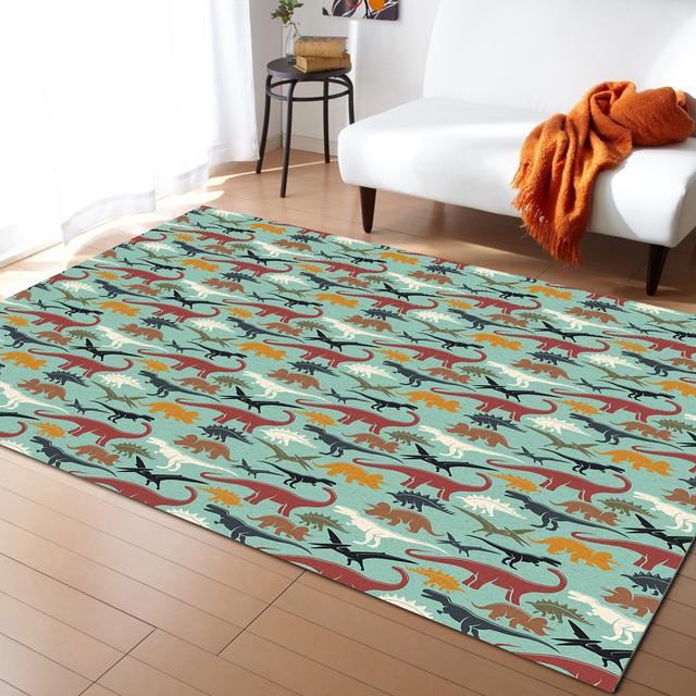 Cartoon Dinosaur Carpets for Living Room Home Decor Children's Room Anti-slip Crawling Mat Bedroom Bedside Foot Pad Doormat