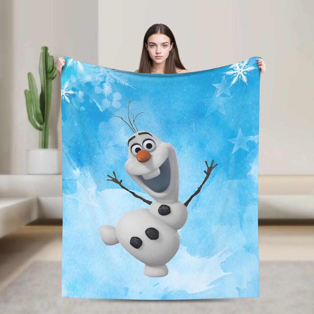 Frozen Olaf Cartoon  Blanket  Super Soft Novelty Plush Throw Blanket For Bedroom Airplane Travel Flannel Bedspread Bed Cover