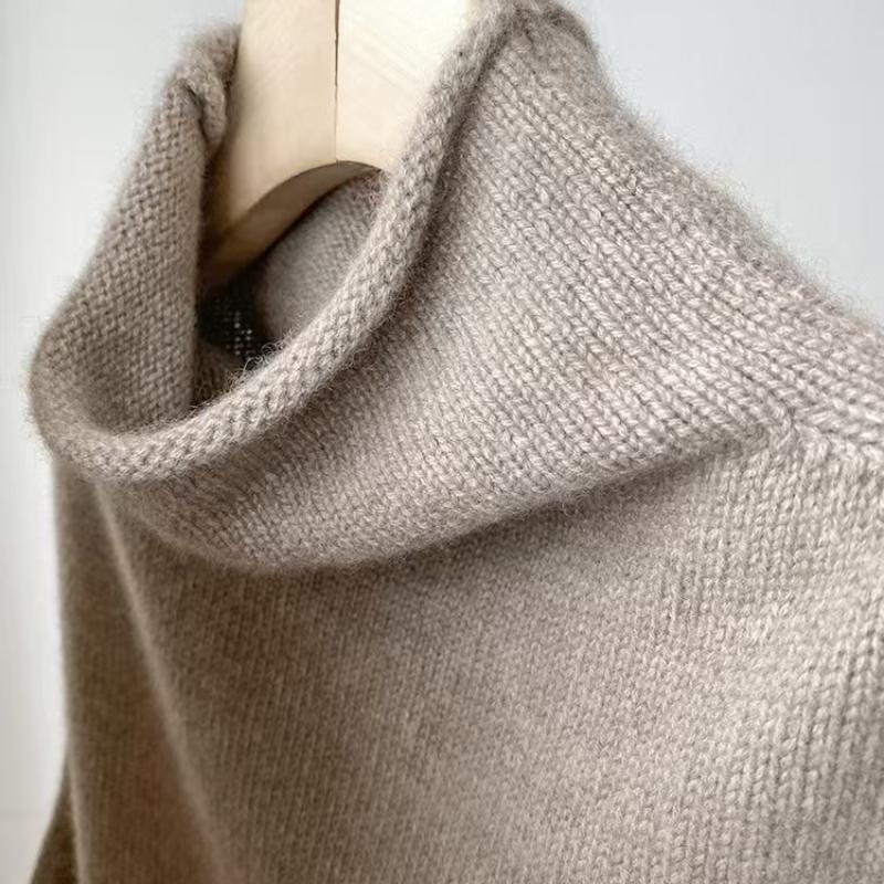 IHUASU Autumn and Winter Stacked Wool Waistcoat Waistcoat Knitted Shoulders Loose Jumper High Collar Thin Thick Large Size Women's Clothing