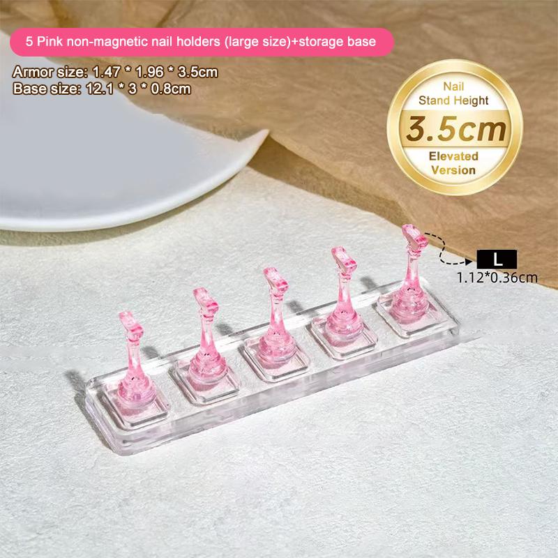 5-ячеистый немагнитный акриловый держатель для типс для наращивания ногтей, подставка для демонстрации накладных ногтей, держатель для типс для гель-лака  Кошачий глаз , стойка для демонстрации готовых накладных ногтей, для тренировок розовый