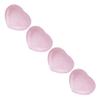 4pcs Rose Quartz Carved Heart shaped Pink Crystal Healing Stone Semi precious Gemstone Decor