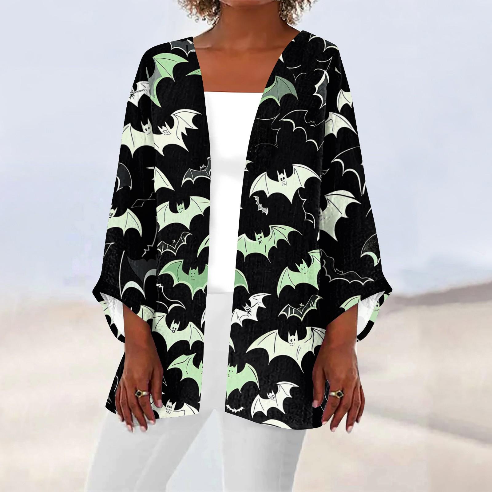 

Женская повседневная модная легкая куртка средней длины с принтом, кардиган L зелёный