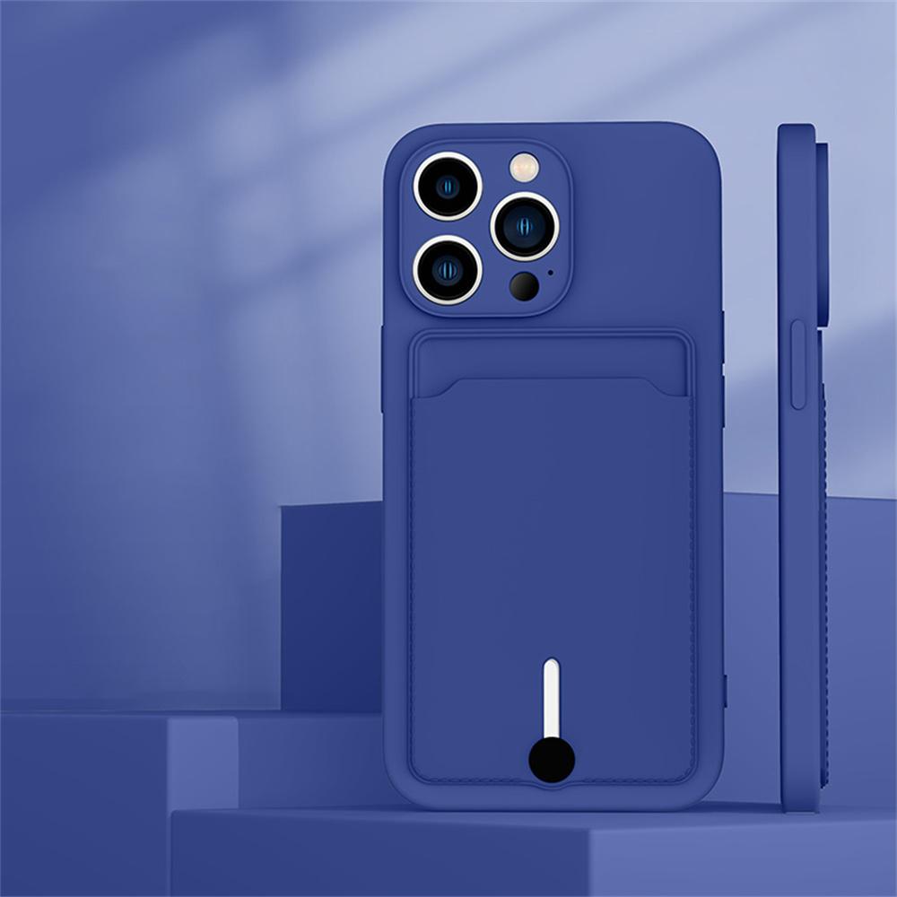 Push Card Slot Wallet Matte Silicone Phone Case For iPhone 16 14 15 Plus 13 12 17 Pro Max X XR XS 7 8 Shockproof Soft Back Cover
