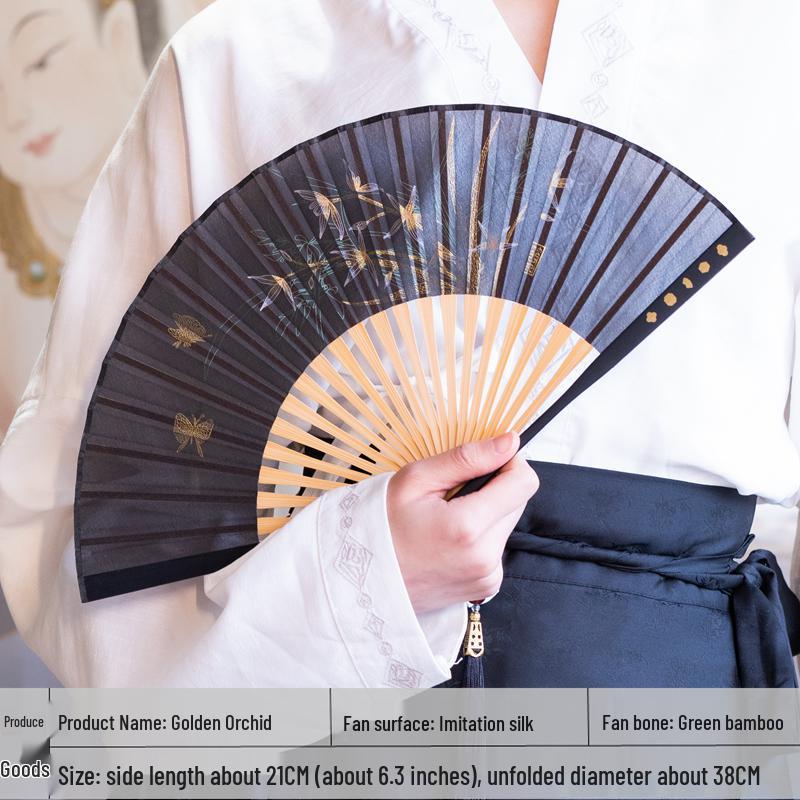 Red Ancient Style Chinese Folding Dance Fan - Easy To Open & Close, Perfect for Hanfu, Cheongsam, and Runway Shows