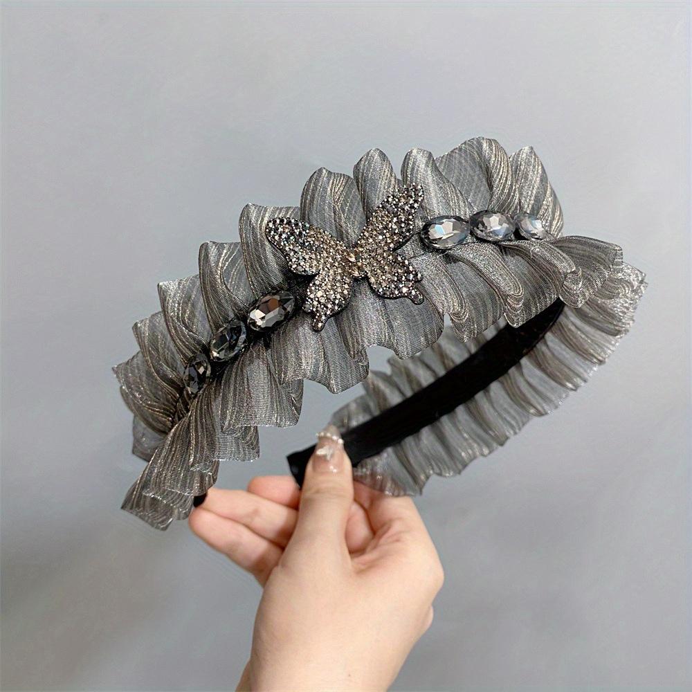 New Diamond-Studded Pleated Fabric Bow Headband, an Elegant And Stylish Hair Accessory