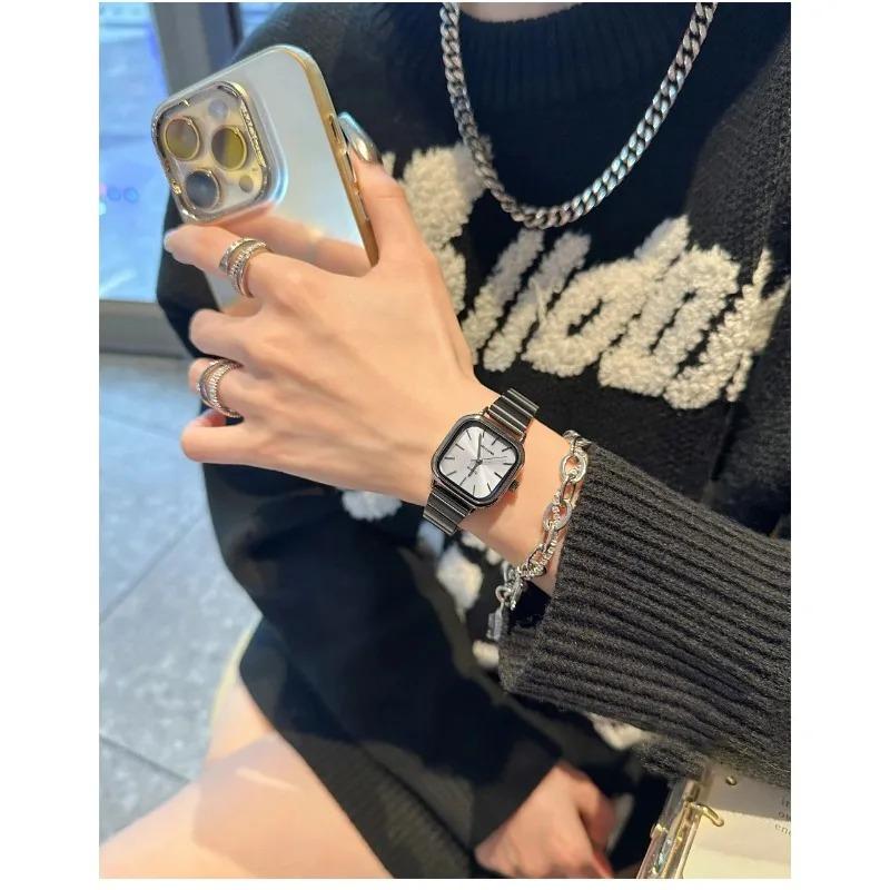 Marke Damen Schwarze Uhr Mode Quarz Uhr Verstellbares Edelstahlarmband Luxus Geschenk Damenuhr Relojes Para Mujer