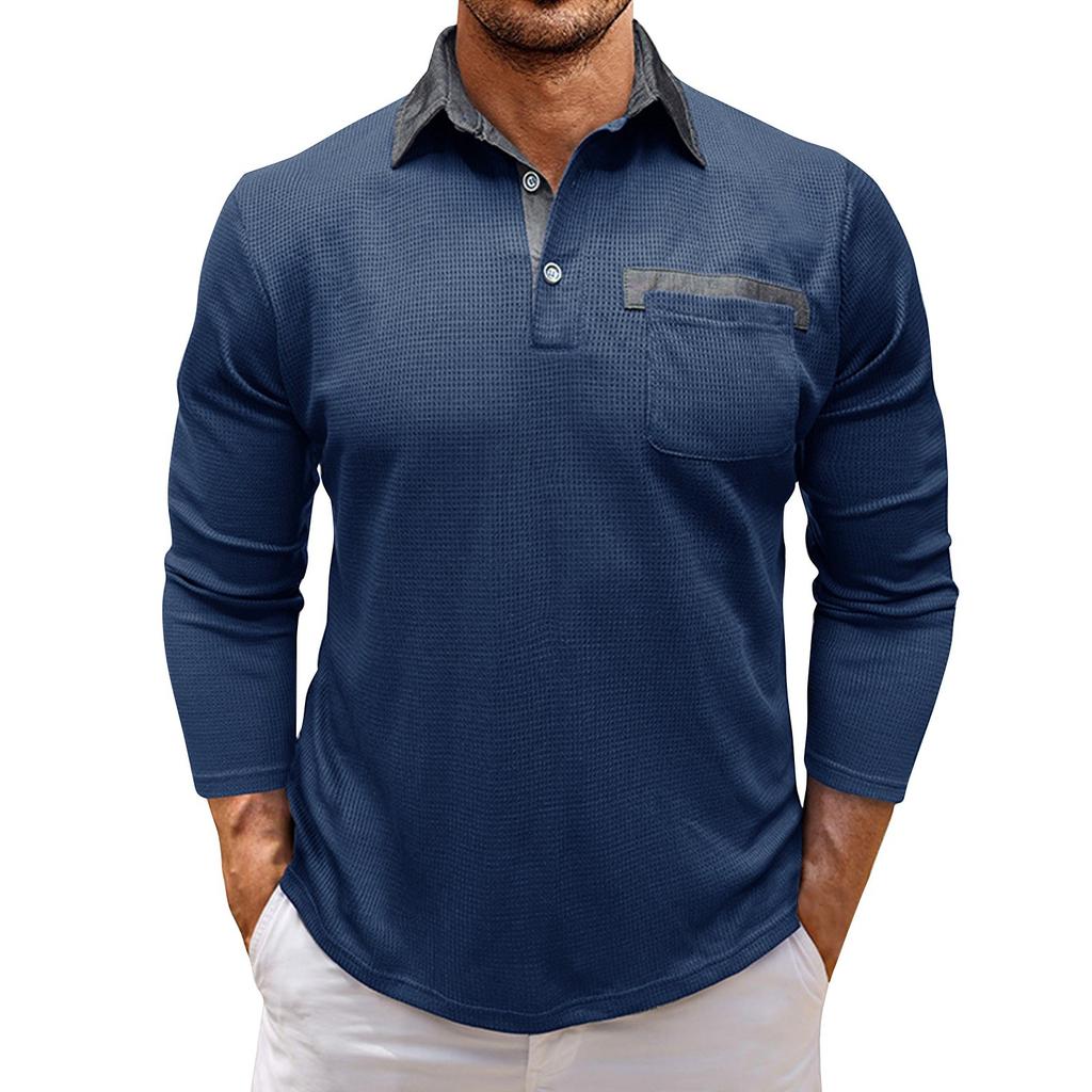 Men's Spring Solid Color Long Sleeve Lapel Shirt Men's Casual Fashion Shirt