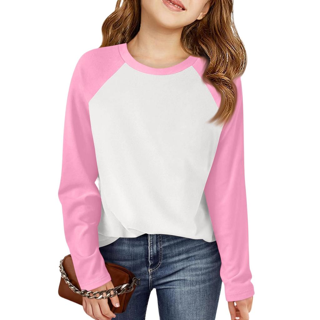 Mädchen Raglan-T-Shirt - Einfarbig Langarm Basisschicht