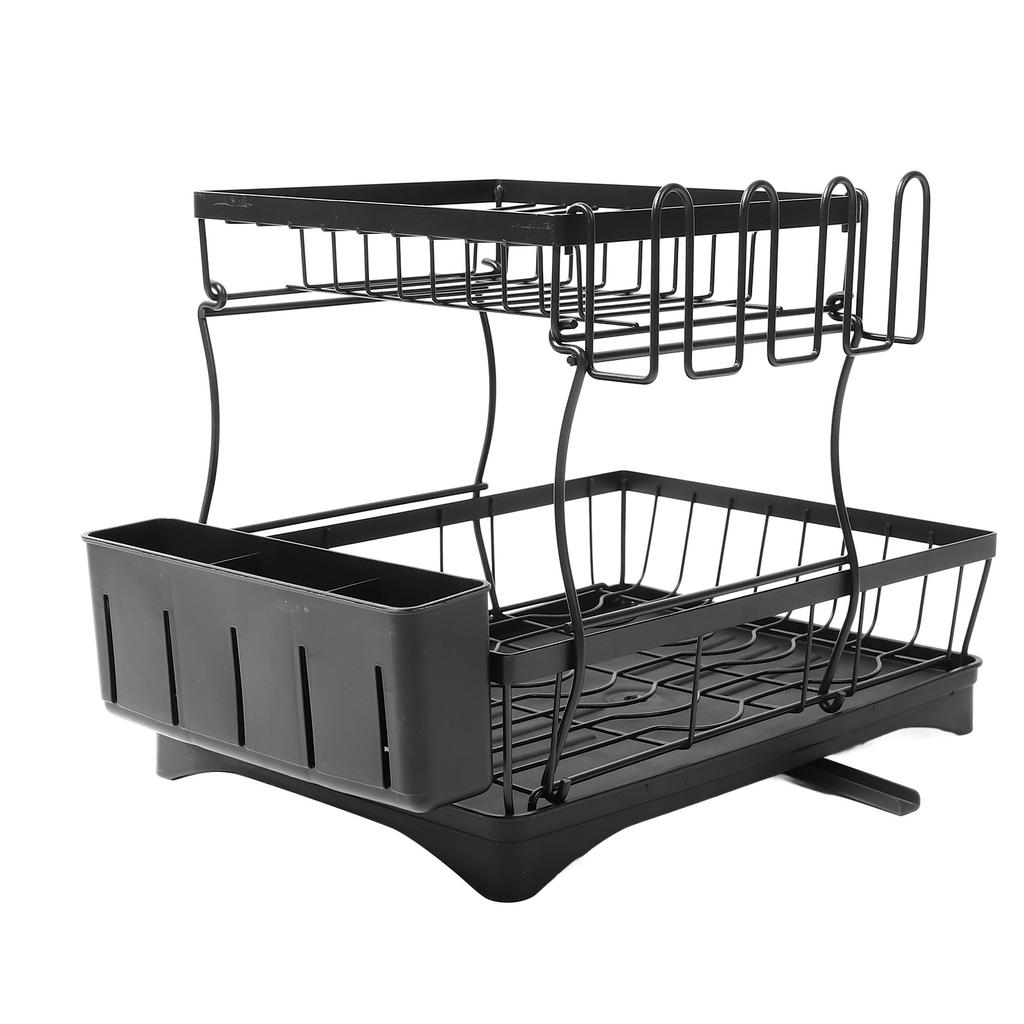 Dish Drying Rack Multipurpose Large Capacity Strong Load Bearing 2 Tier Dish Rack with Drainboard fo