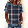 Women Denim Collar Patchwork Stitching Sweatshirt Casual  Printed Pullover Short Sleeve Shirts