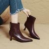 Women Ankle Boots Retro Zipper Pointed Toe Genuine Leather Shoes 2026 Autumn Winter New High Quality Short Boots Botas De Mujer
