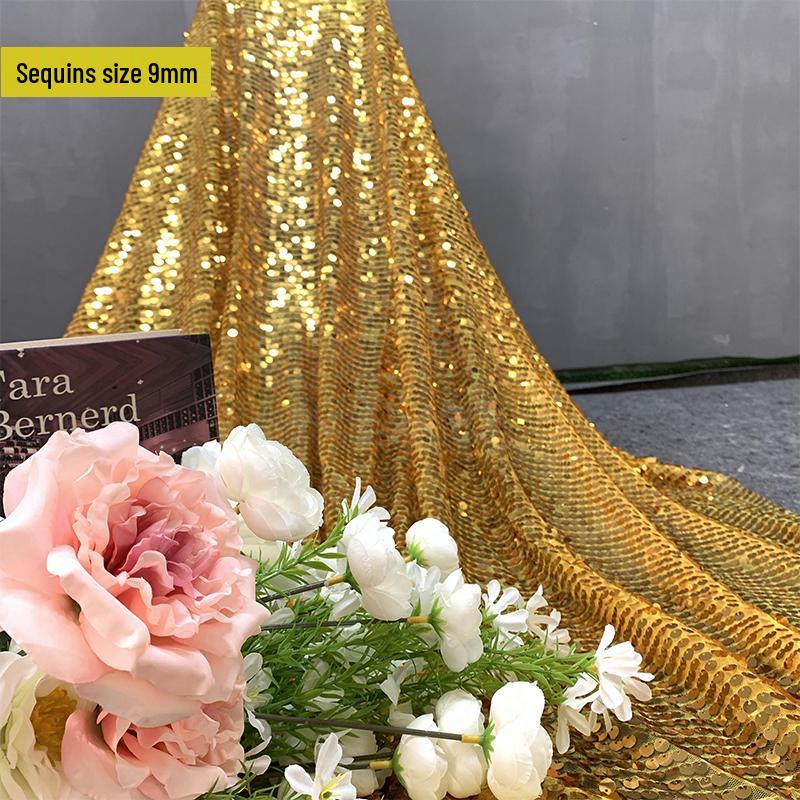 Gold & Silver Glitter Sequin Fabric for Wedding & Birthday Decor