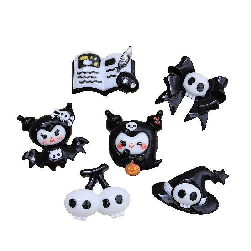 10 Pcs New Cartoon Halloween Book Black Bat Animal Series Resin Scrapbook Diy Jewelry Party Children Gift Hairpin Accessories A8
