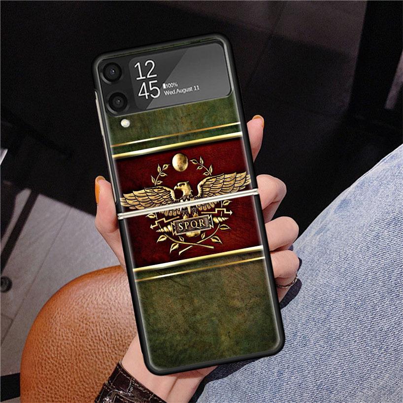 SPQR Roman Imperial Legionv Phone Case For Samsung Z Flip 7 6 5 4 3 Galaxy ZFlip7 ZFlip6 ZFlip5 ZFlip4 ZFlip3 5G Print Cover