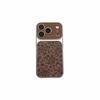 Luxury Leopard Large Window Case for iPhone 17 16 15 14 13 12 Pro Max Veneer Leather Silver Edge Hard PC Back Cover