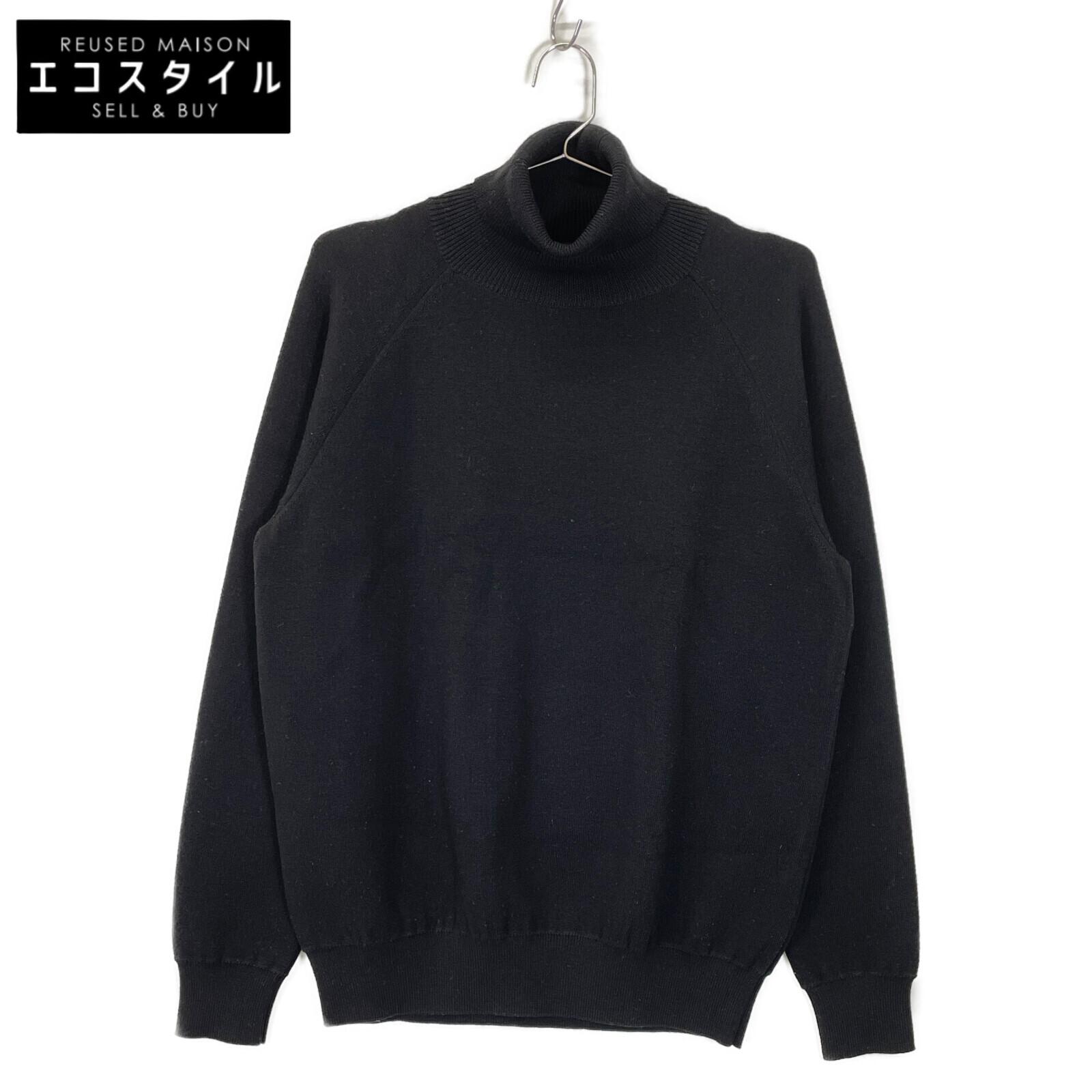 

SLOANE Black wool blend double face jersey lacquer sleeve turtleneck pullover tops 2 blackUsed