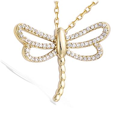 [K9524] - Gold Plated Pendant 'Dragonfly' White Gold - 24x20 Mm