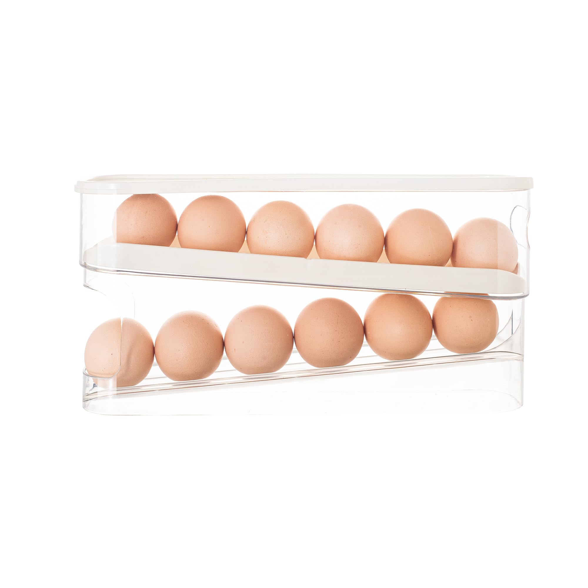 

Автоматический вращающийся органайзер для яиц в холодильнике, экономящий место диспенсер для яиц в холодильнике, домашний держатель для яиц, 1 упаковка 2-tier чистый