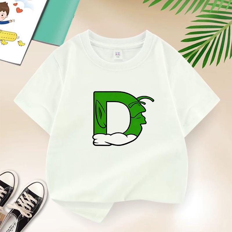 Dragon Ball Summer White Childrens Letter AW Printed Short Sleeve TShirt for Boys and Girls Cute Casual Tee Suitable As AGift