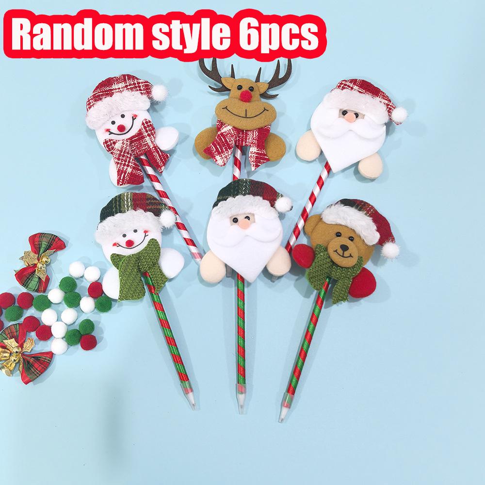 

6pcs Ballpoint Pen Christmas Snowman Santa Claus Writing Ballpoint Black Ink Pen for Xmas Birthday Gift School Office Comfortable Grip Stationery Scho Random style