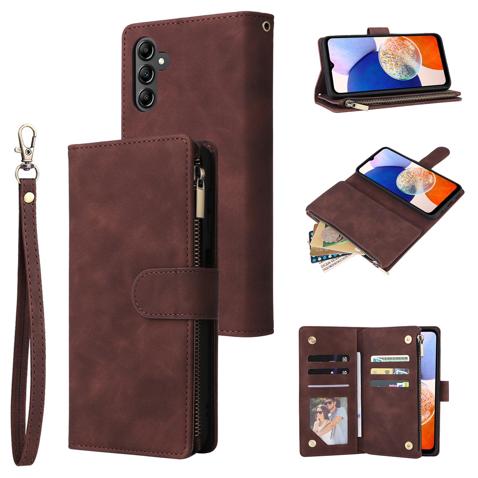

For Samsung Galaxy A25 5G (Global) (161.0 x 76.5 x 8.3mm) Case Stand Leather Wallet Flip Phone Cover Coffee