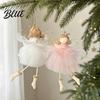 Fairy Tale Style Tree Ornaments Angel Doll Hanging with Lace Mesh And Glitter Wings for Christmas Dreamy New Year Home Decor Decoration Fabric