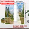 2pcs   2D FLAT PRINTING Curtains (Without Rod) Enchanted Castle Holiday Halloween Christmas Printed Curtains Versatile Fabric