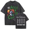 Washed Vintage Rock Band Alice In Chains Graphic Tshirts Men Women Retro Gothic Punk T Shirts Mens Oversized Short Sleeve Tops
