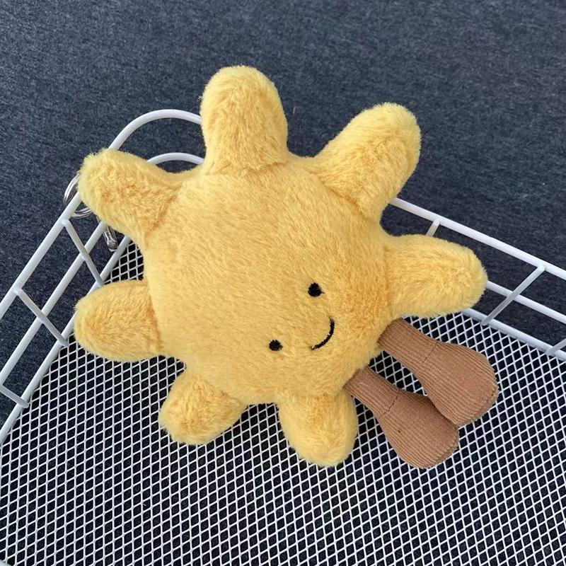 Adorable Smile Face Yellow Sun Plushie Stuffed Cute Cartoon Weather Plush Toy For Kid Bedroom Decor Sofa Throw Pillow