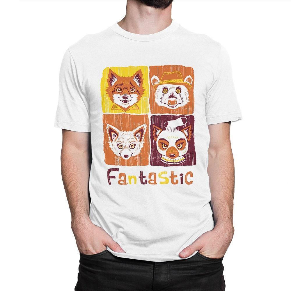 Fantastiska herr. Fox Originalkonst T-shirt, Wes Anderson Tee (met-770)