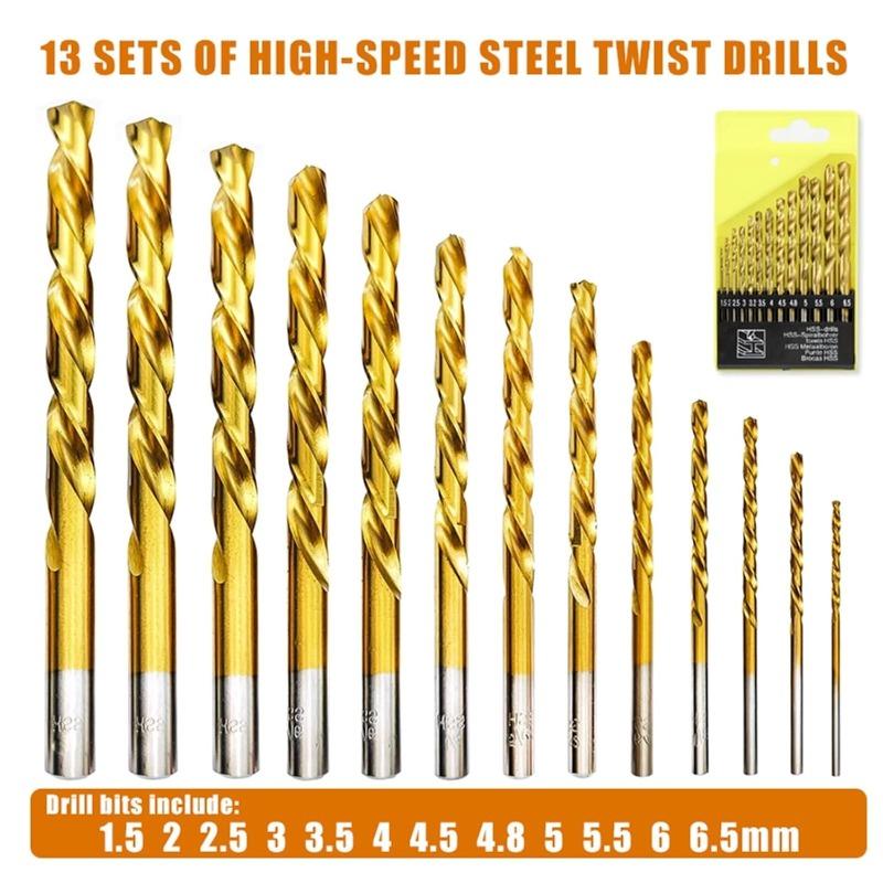 13-52x Twist Electric Drill Bit for Metal Hole Cutter Grooving Drills Saw Carpenter Woodworking Drilling Power Tools Accessories