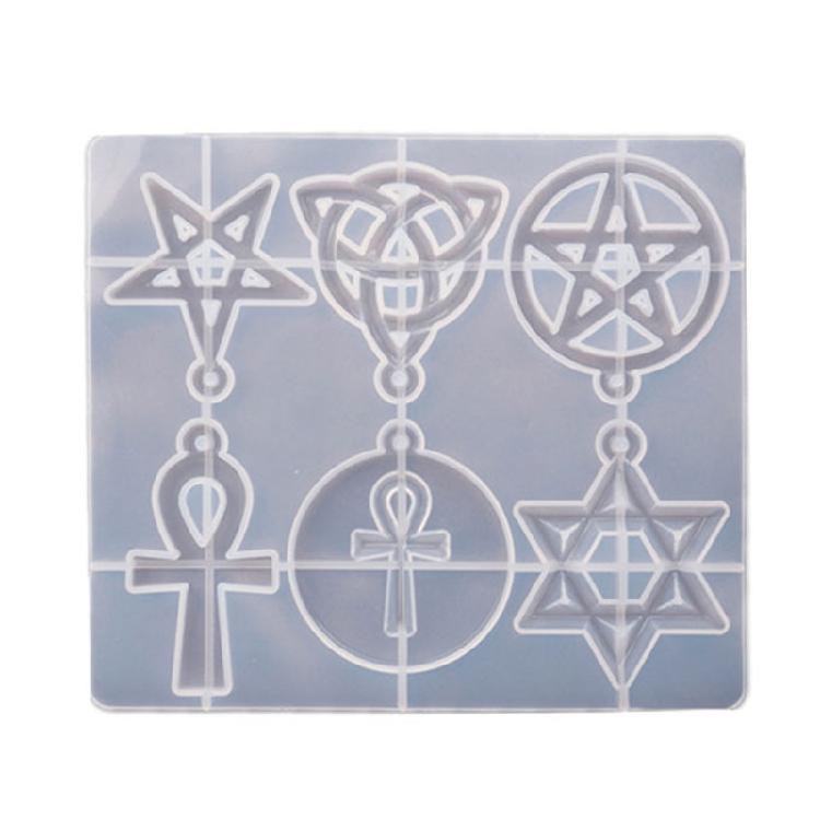 Shiny Hexagram Pentagrams Keychain Silicone Epoxy Resin Mold DIY Pendant Mold 1