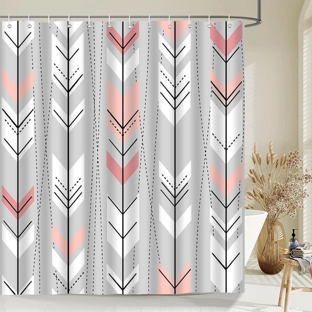 Modern Simple Shower Curtain Nordic Abstract Geometry Shower Curtains Home Bathroom Decor Fabric Bath Curtains With Hooks