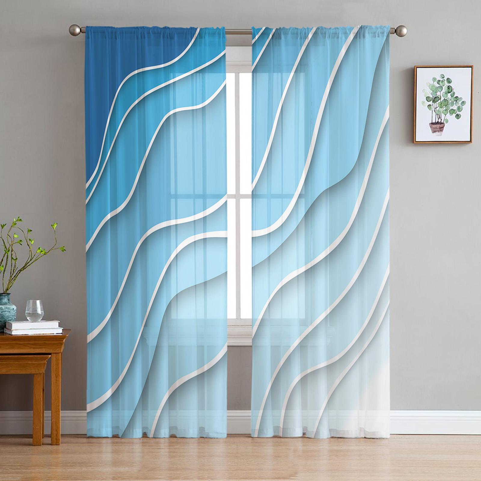 Candy Regenboog Strepen Doorzichtig Voile Gordijnen ideaal voor Woonkamer Bedrukt Tule Raamopening Gordijn Elegant Luxe Huis Balkon Ruimte Decor Gordijnen 1 PCS W300XH250cm&Grommet Top