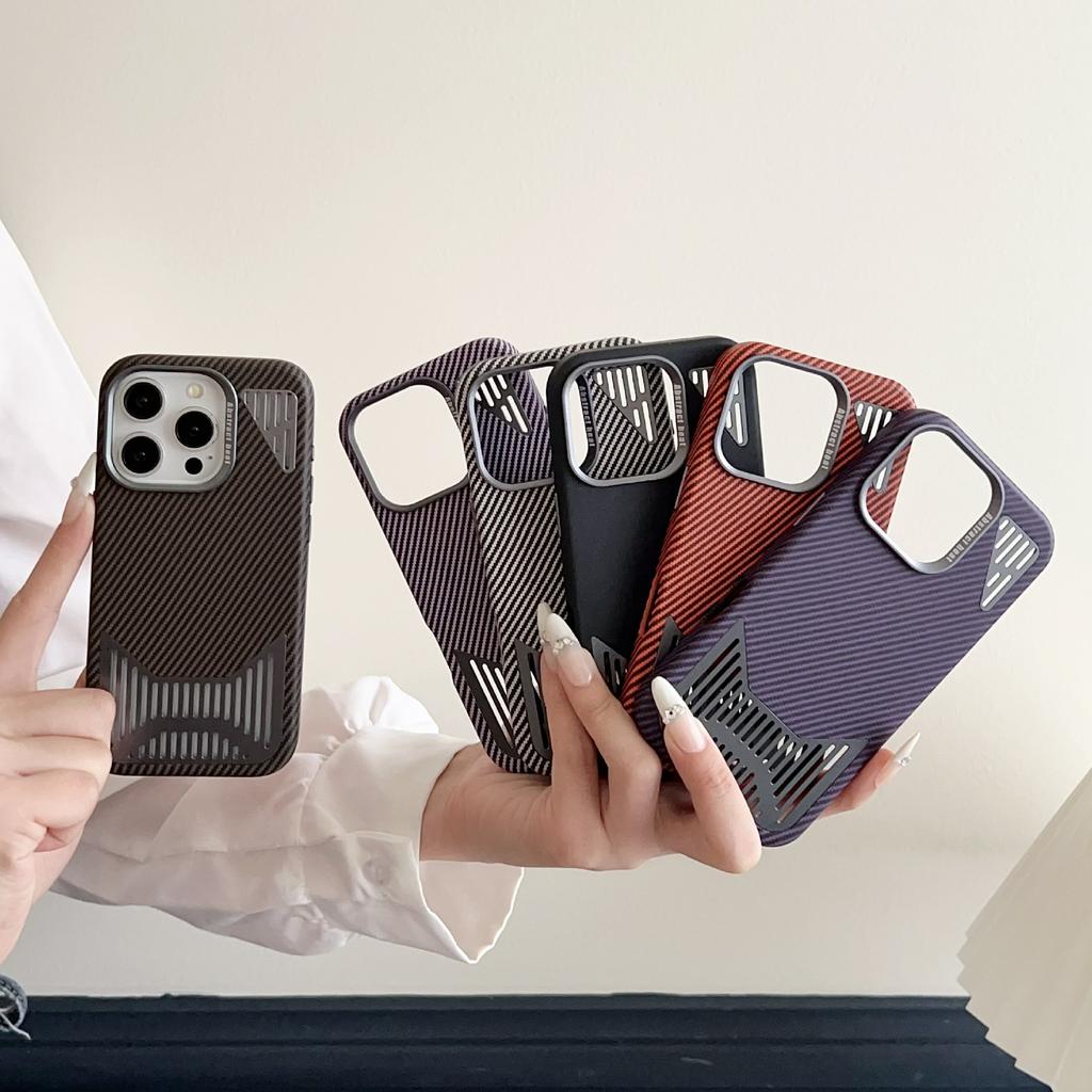 For iPhone 16 Pro Case Compatible with MagSafe Aluminium Alloy Heat Dissipation Leather Phone Back Cover