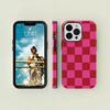Custodia a scacchi rosa rossa per iPhone 17 17e 16e 16 15 14 13 12 11 X XS XR XSMAX 7 8 Air Pro Max Plus Copertura posteriore a doppio strato