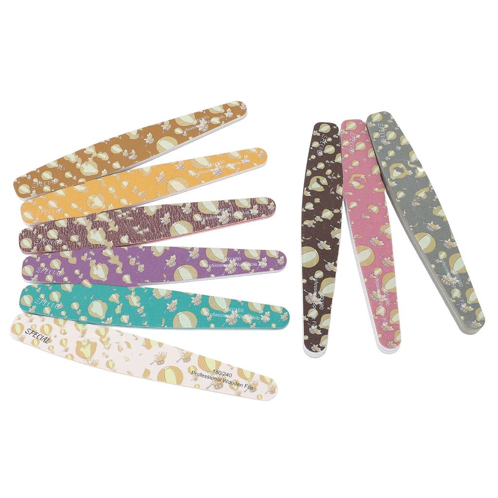 9PCS Nail File Professional Nail Art Sanding Strips Polishing Tools Set Washable Nail Care Buffer Fi
