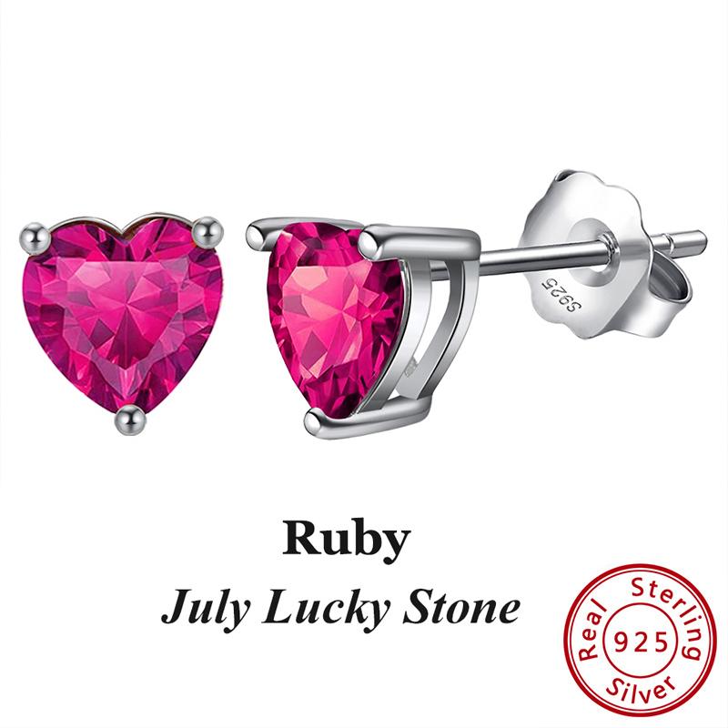 ORSA JEWELS 925 Sterling Silver Birthstone Stud Earrings for Women Sparkling Heart Cut CZ Small Earrings Birthday Gift APE32