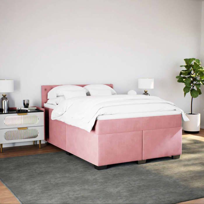 Maison Exclusive - Sommier à lattes de lit avec matelas Rose 160x200 cm Velours
