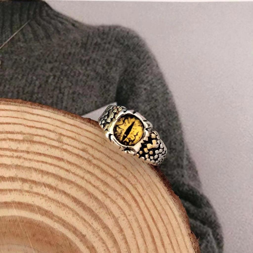Retro Demon Eye Ring For Men Punk Gothic Adjustable Handmade Rock Biker Jewelry Man Gift Three Size