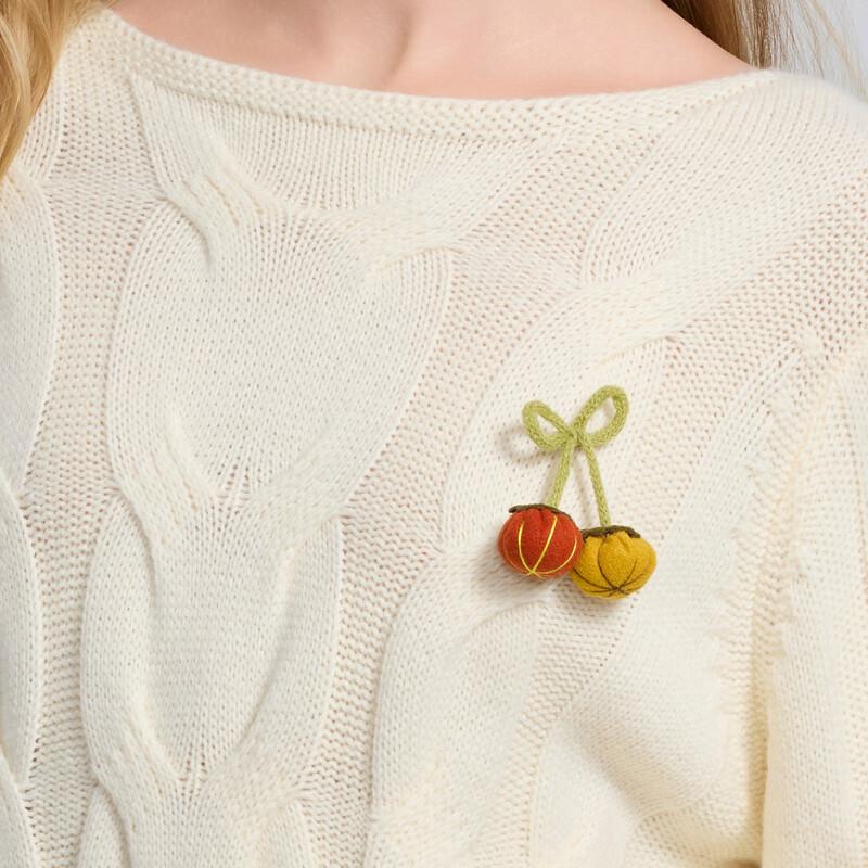 She-Picture Playful Pumpkin Cable Knit Sweater