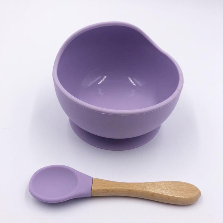 In-Stock Silicone Feeding Set for Infants and Toddlers: Suction Cup Bowl & Spoon