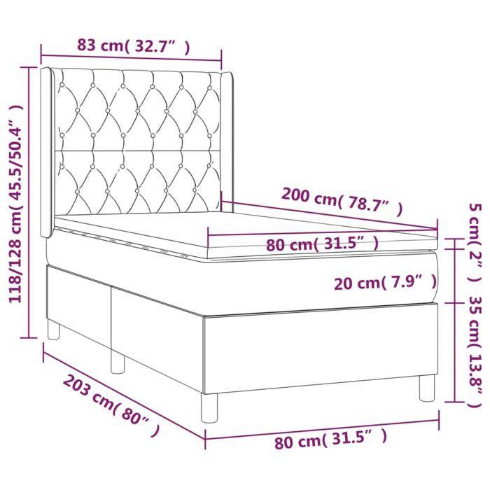 VidaXL Divan Bed with Mattress Cream 80x200 Cm Fabric - Model 3131630