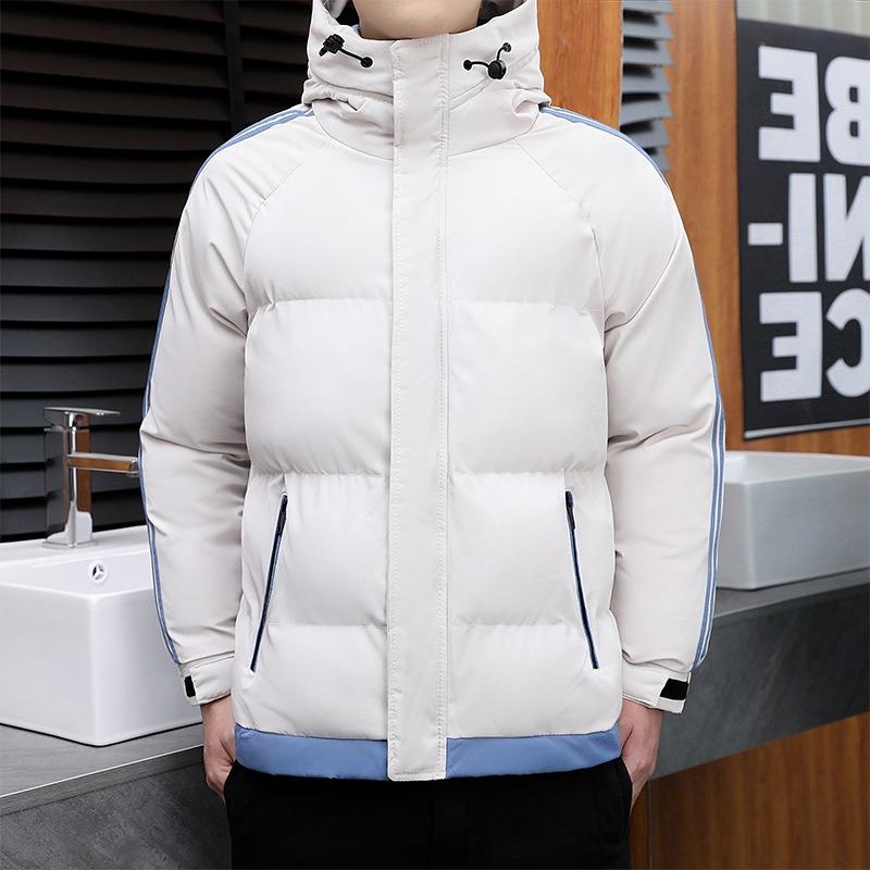 New Trendy Brand Winter Hooded Cotton Clothes Jacket Men's Padded Jacket Thickened Warm Hooded Two Bars