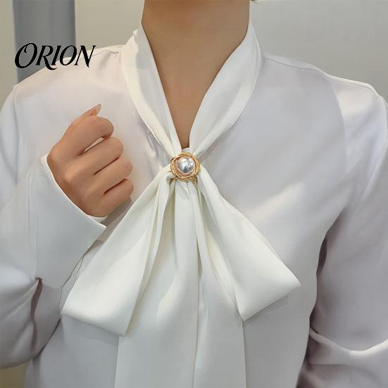 Bridal Scarf Jewelry Alloy Silk Ring with Faux Pearls, Clip Rings for Women, Elegant Pearl Buckle Round Clip, Retro Holder Dresses And Shirts