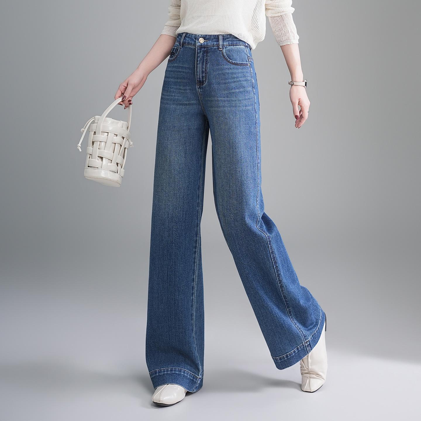 

Women s High-Waisted Blue Denim Wide-Leg Pants - 2026 Casual Style Jeans 2XL синий
