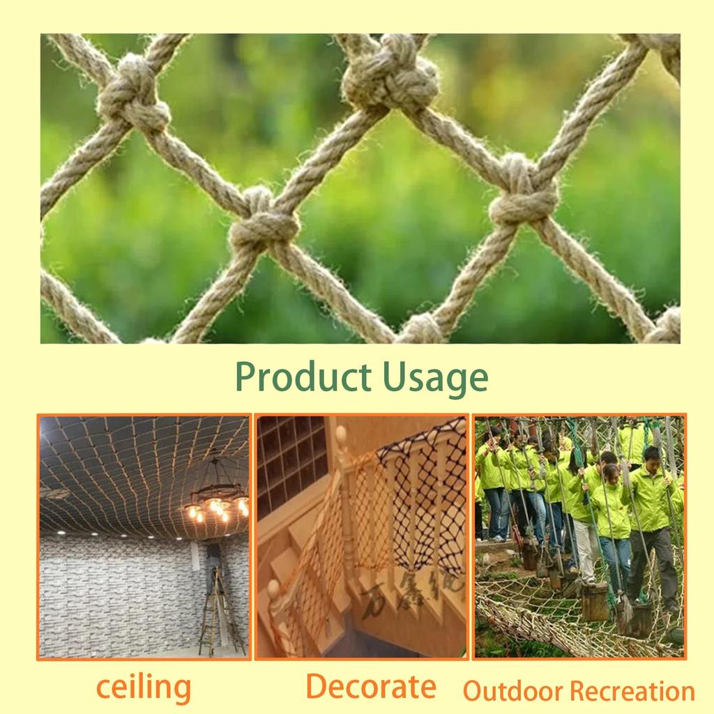 Hemp Rope Net Ceiling Mesh Plant Support Tool Stair Balcony Durable Practical Wall Decor Trellis Netting For Climbing Plants