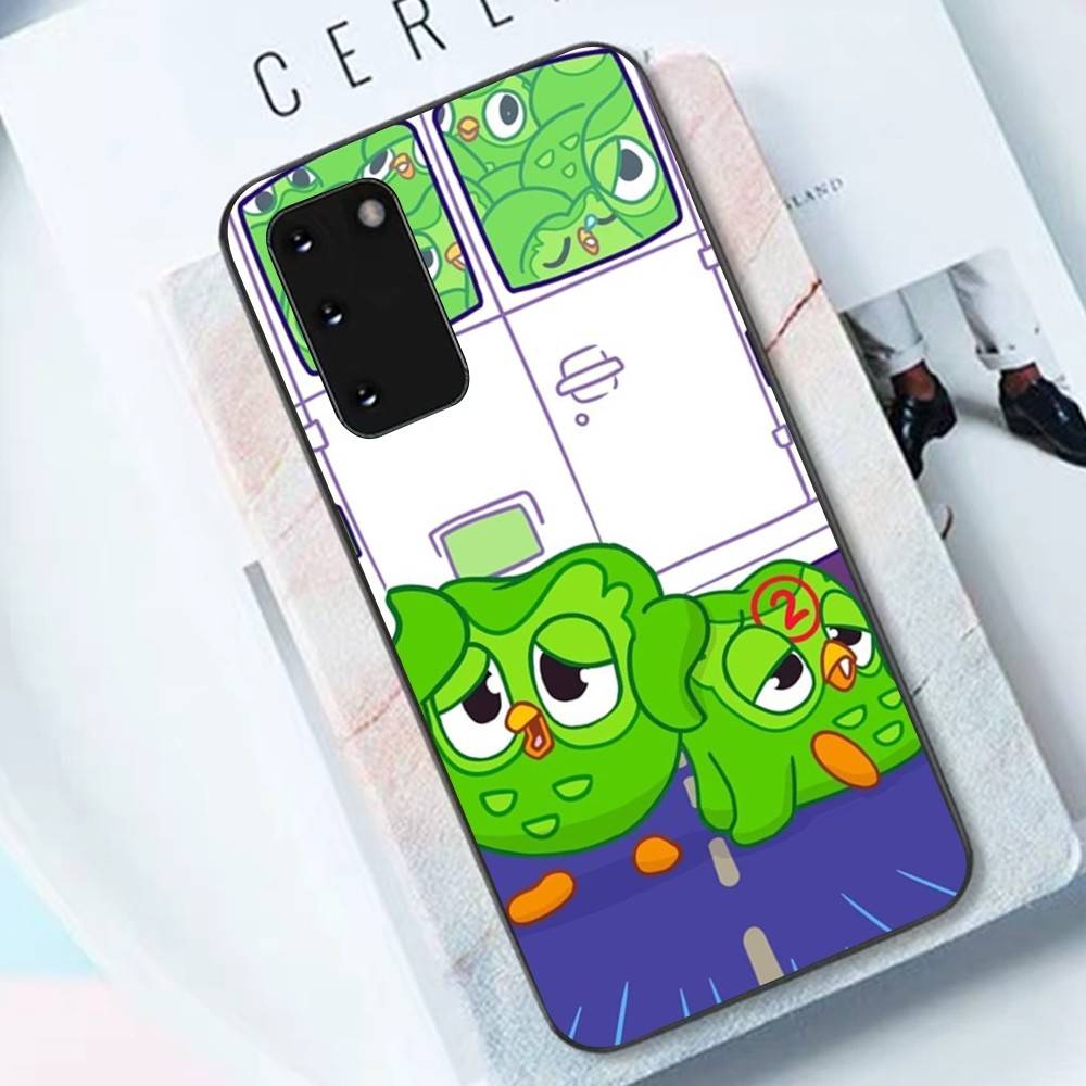 Popular D-Duolingo Green Owl Phone Case For Samsung S 24 Fe 25 Ultra Plus 20 Lite 21 30 22 23 24 22 Ultra 5G Fundas