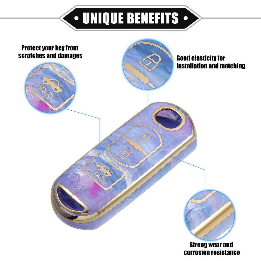A ABSOPRO Key Fob Cover for Mazda CX-3 CX-4 3 Button Porcelain Pattern Fashion